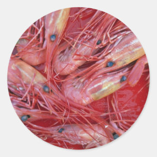 Pegatina Redonda Langostinos de la textura de Columbia Británica, C