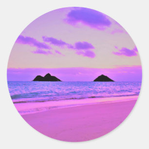 Pegatina Redonda Lanikai Sunrise