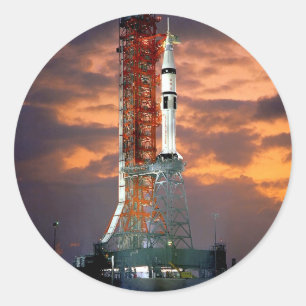 Pegatina Redonda Lanzadera Sunrise del vehículo de lanzamiento Apol