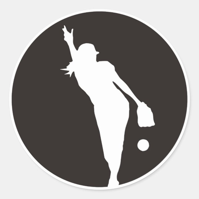 Pegatina Redonda lanzador de círculo de softball (Anverso)