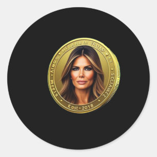 Pegatina Redonda Lanzamiento de moneda de Trump y Melania Meme Coin