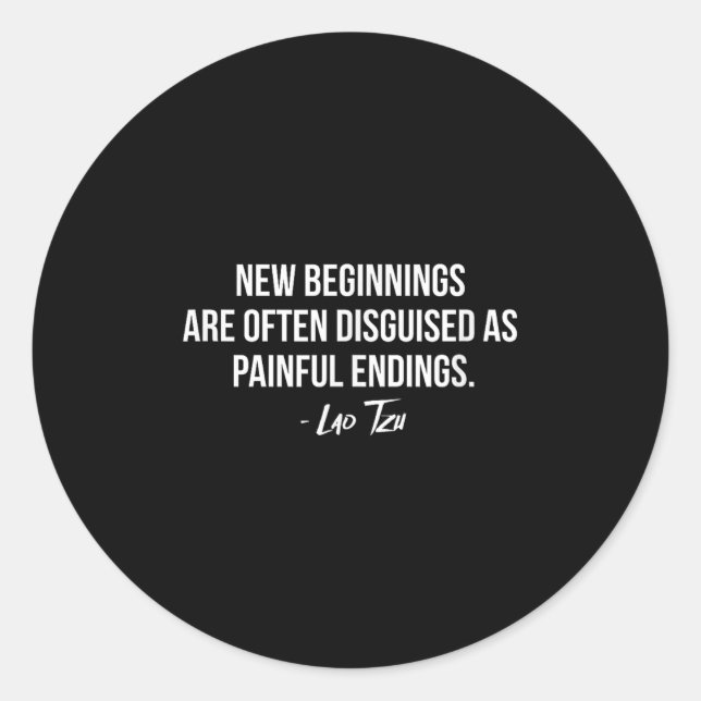 Pegatina Redonda Lao Tzu New Beginnings Quote  (Anverso)