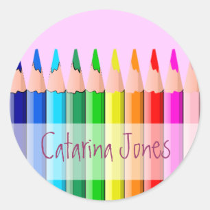 Pegatina Redonda Lápices - modificados para requisitos particulare
