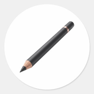Pegatina Redonda Lápiz de delineador negro ilustración de maquillaj