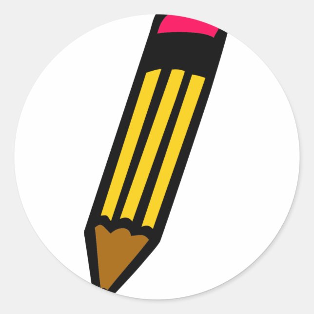Pegatina Redonda lápiz escolar de estudiantes (Anverso)
