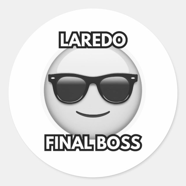 Pegatina Redonda Laredo Final Boss Cool Emoji (Anverso)