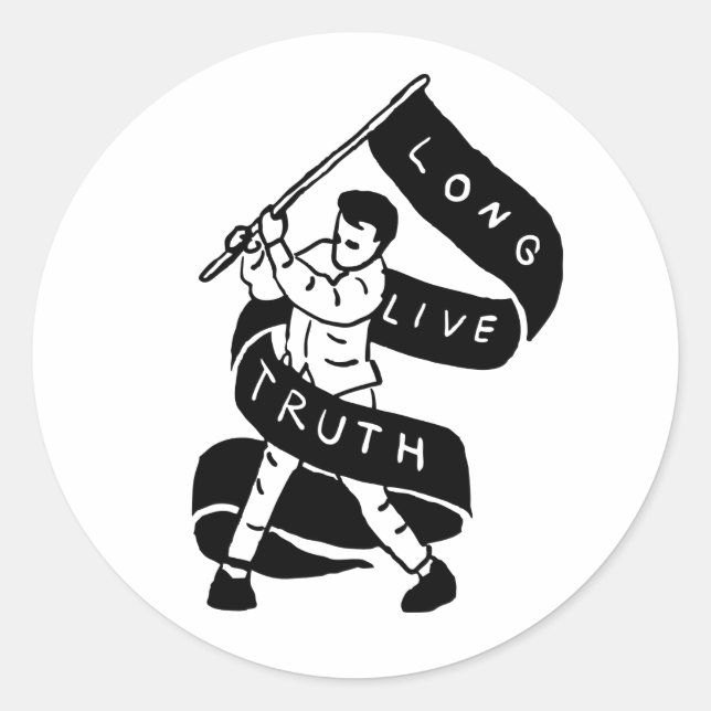Pegatina Redonda Larga vida a la verdad (Anverso)