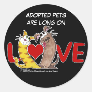 Pegatina Redonda Largo en Love-Cat y Dog
