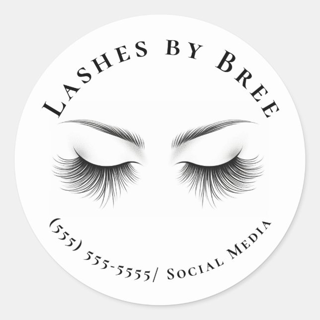 Pegatina Redonda Largos latigazos Extensiones Eyelash Belleza (Anverso)