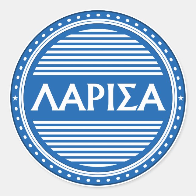 Pegatina Redonda Larissa City Pride Emblem – Greek Identity (Anverso)