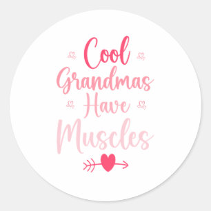 Pegatina Redonda Las Abuelas Geniales Tienen Músculos