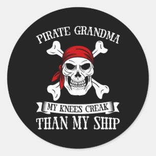 Pegatina Redonda Las abuelas piratas gritan más que mi barco