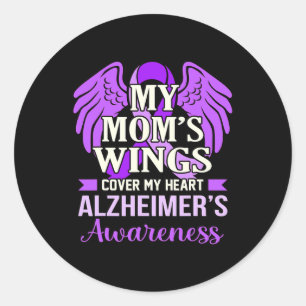 Pegatina Redonda Las alas cubren mi corazón Alzheimerheimer Concien