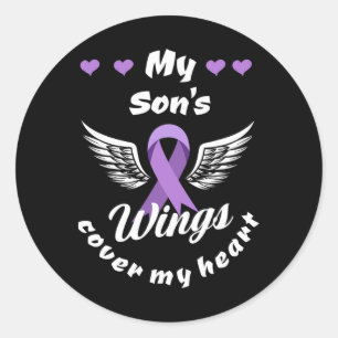 Pegatina Redonda Las alas de mi hijo cubren mi conciencia de sobred