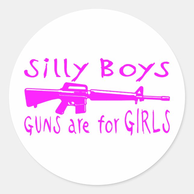 PEGATINA REDONDA LAS ARMAS SON PARA CHICAS (Anverso)