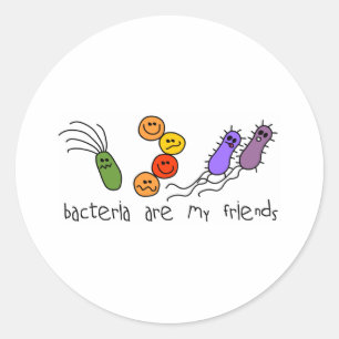 Pegatina Redonda Las bacterias son mis amigos