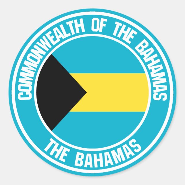 Pegatina Redonda Las Bahamas rodean el Emblema (Anverso)