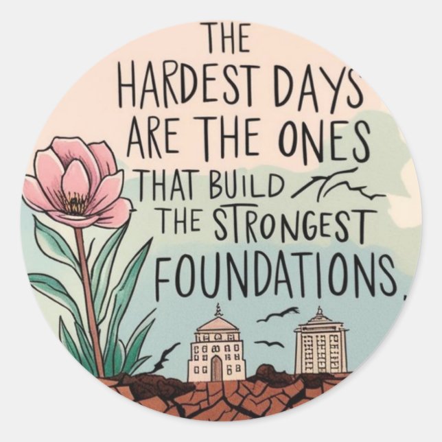 Pegatina Redonda Las batallas más difíciles (Anverso)