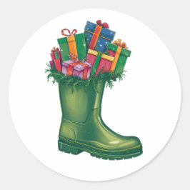 Pegatina Redonda Las Botas Nuevas de Santa