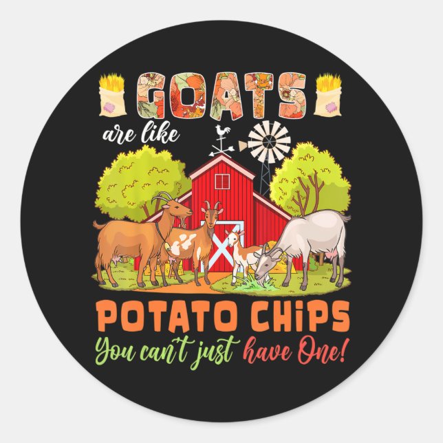 Pegatina Redonda Las cabras son como las patatas fritas que no pued (Anverso)