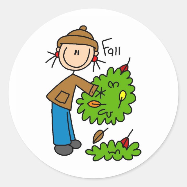 Pegatina Redonda Las Caídas De La Bolsa De Otoño (Anverso)