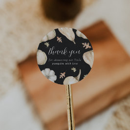 Pegatina Redonda Las calabazas blancas rusas caen en Baby Shower Gr