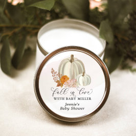 Pegatina Redonda Las calabazas blancas se enamoran de Baby Shower p