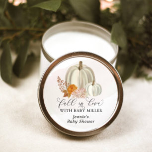 Pegatina Redonda Las calabazas blancas se enamoran de Baby Shower p