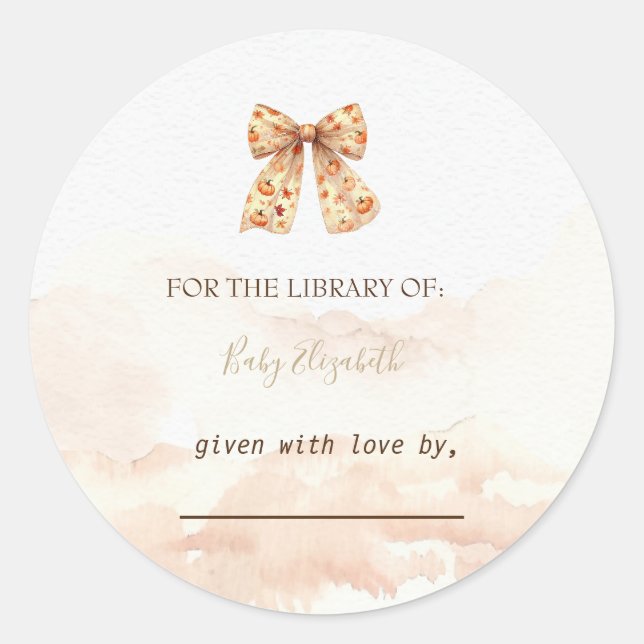 Pegatina Redonda Las calabazas de otoño cubren Baby Shower (Anverso)