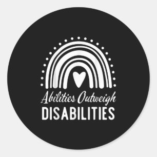 Pegatina Redonda Las capacidades superan a las discapacidades Educa