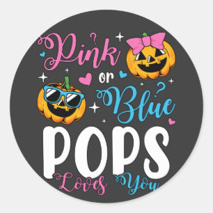 Pegatina Redonda Las Cepas Azules O Rosadas Te Aman Calabaza Bebé