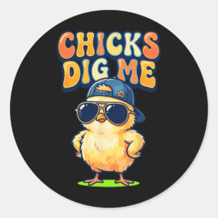 Pegatina Redonda Las chicas me encuentran divertido por Chick Sungl