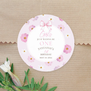 Pegatina Redonda Las chicas solo quieren ser una Floral Fancy One C