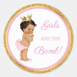 Pegatina Redonda ¡Las chicas son la bomba! Regalo de baño Etc Rosa