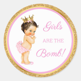 Pegatina Redonda ¡Las chicas son la bomba! Regalo de baño etc rosa