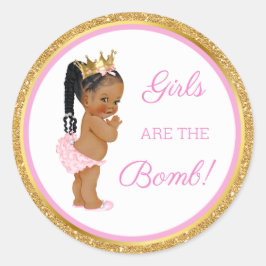 Pegatina Redonda ¡Las chicas son la bomba! Regalo de baño etc rosa