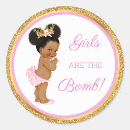 Pegatina Redonda ¡Las chicas son la bomba! Regalo de baño etc rosa