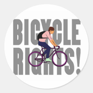 Pegatina Redonda Las derechas de la bicicleta en gris