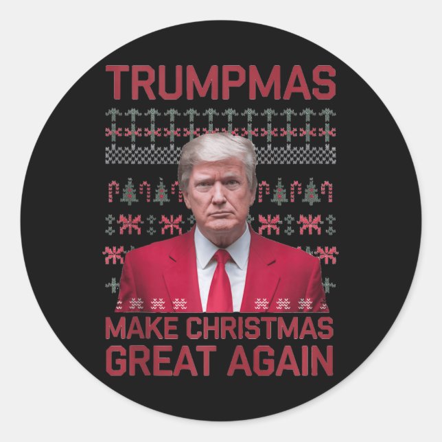 Pegatina Redonda Las divertidas Trumpmas cómicas vuelven a hacer gr (Anverso)