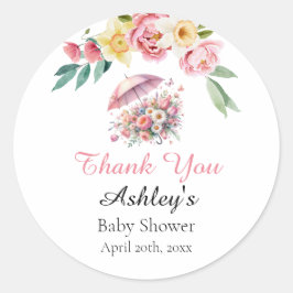 Pegatina Redonda Las duchas de abril traen el favor de Baby Shower 