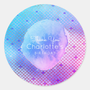 Pegatina Redonda Las escalas de la sirena le agradecen favor de la