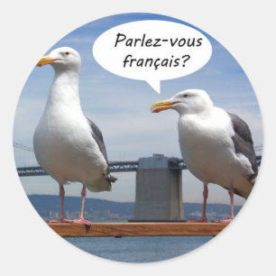 Pegatina Redonda Las gaviotas hablan francés