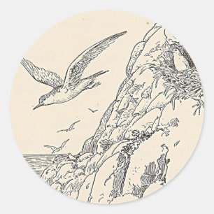 Pegatina Redonda Las gaviotas marinas