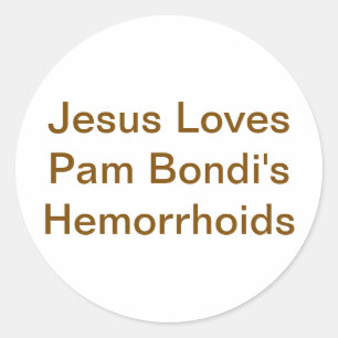 Pegatina Redonda Las hemorroides de Bondi Jesús Hankamer Artjunkhau