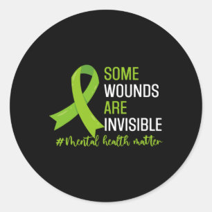 Pegatina Redonda Las Heridas Son Mes Invisible De Conciencia Sobre