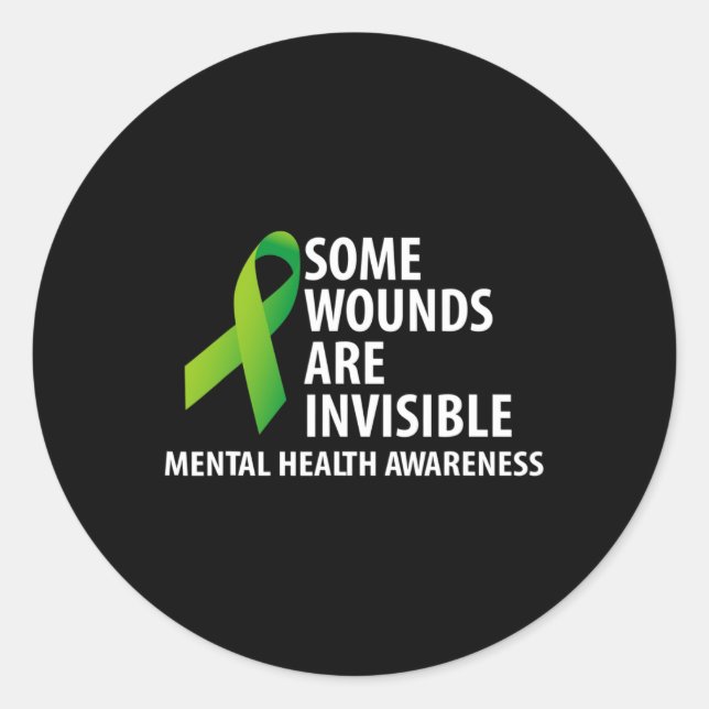 Pegatina Redonda Las Heridas Son Mes Invisible De Conciencia Sobre  (Anverso)