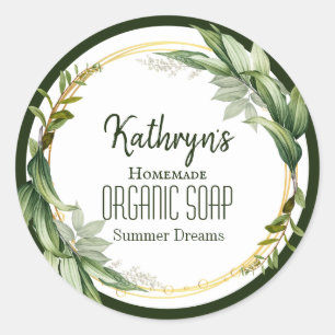 Pegatina Redonda Las hojas personalizadas de la belleza de la natur