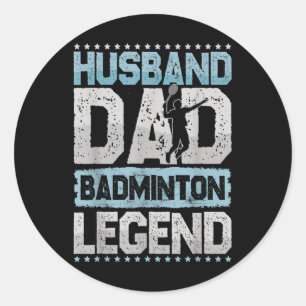 Pegatina Redonda Las leyendas del bádminton Retro Shuttle Bádminton