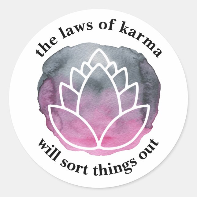 Pegatina Redonda Las leyes de Karma White Lotus Inspiradoras (Anverso)