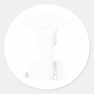 Pegatina Redonda Las Maravillosas Papas Tienen Tatuajes Y Olas - Ra